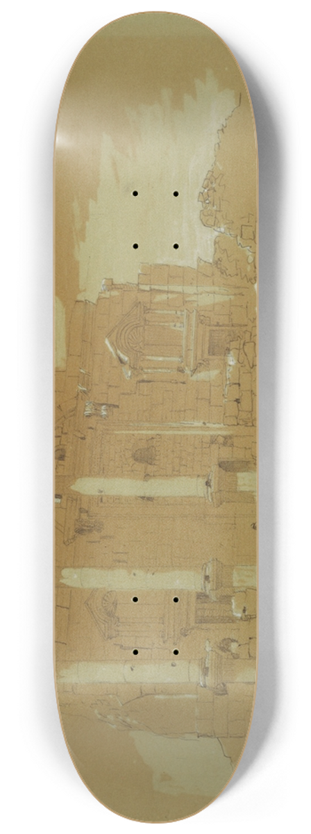 Frederic Edwin Church - Temple at Mismiyeh, Syria 8.25 inch art skate deck