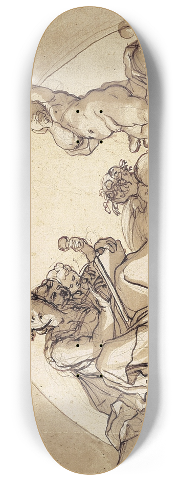 Domenico Piola - Digtekunsten omringet af brn i en lynette 8.25 inch art skate deck
