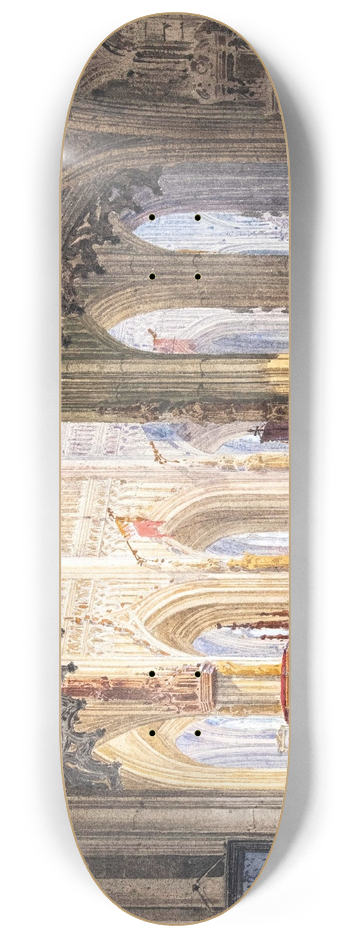 Domenico Quaglio the Younger - Blick in das Langhaus einer gotischen Kathedrale 8.25 inch art skate deck
