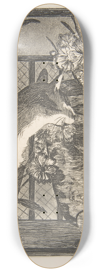 douard Manet - Cat and Flowers 8.25 inch art skate deck