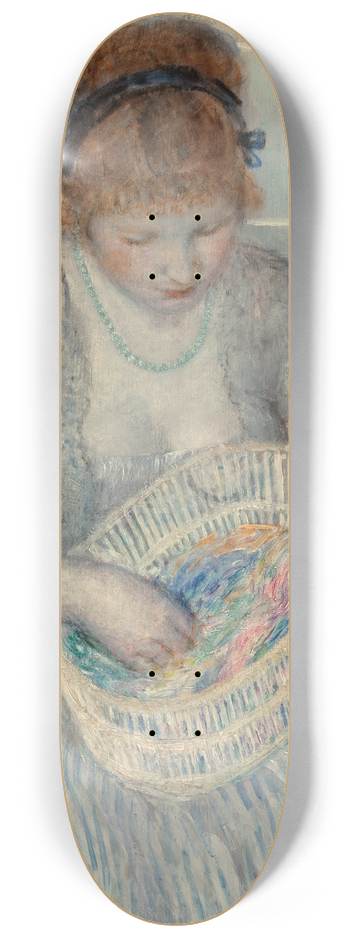 Frederick Carl Frieseke - Girl with a Basket of Ribbons 8.25 inch art skate deck