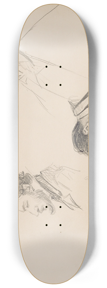 Edgar Degas - Sketches of Men in Profile 8.25 inch art skate deck