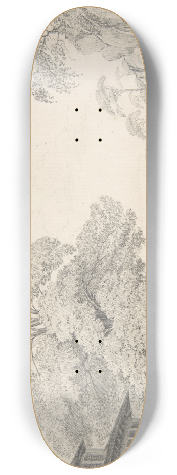 Eduard Gaertner - Landscape with a Tree in front of a Villa 8.25 inch art skate deck