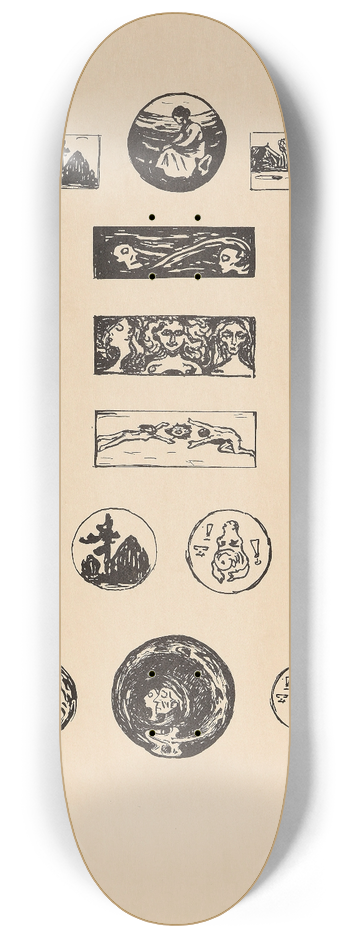 Edvard Munch - Vignetten 8.25 inch art skate deck