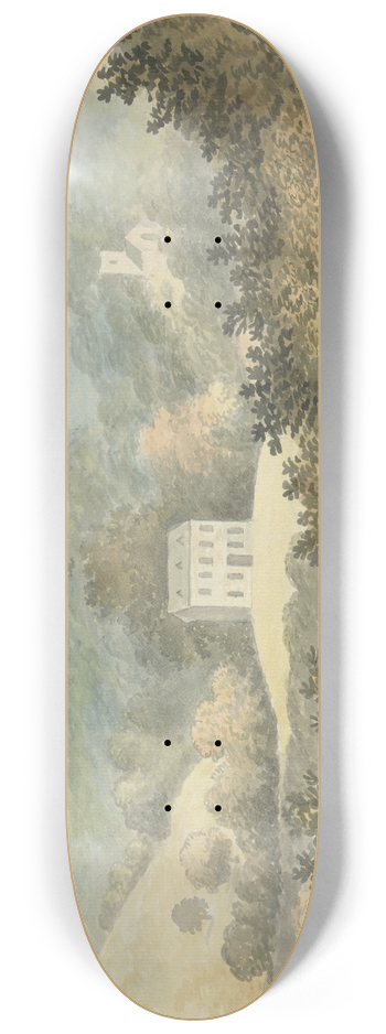 Edward Francis Burney - Hilly Landscape with House 8.25 inch art skate deck