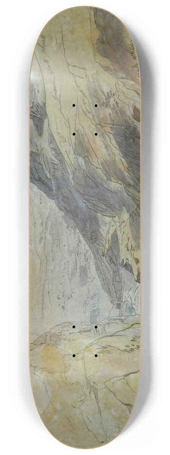 Edward Lear - The Gorge at Suk Wady Barada, Lebanon 8.25 inch art skate deck