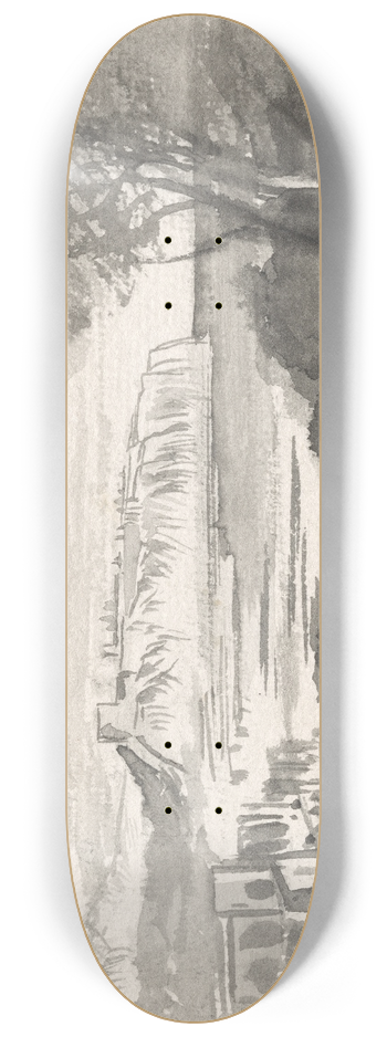 Edward Lear - View across a Bay (Monaco) 8.25 inch art skate deck