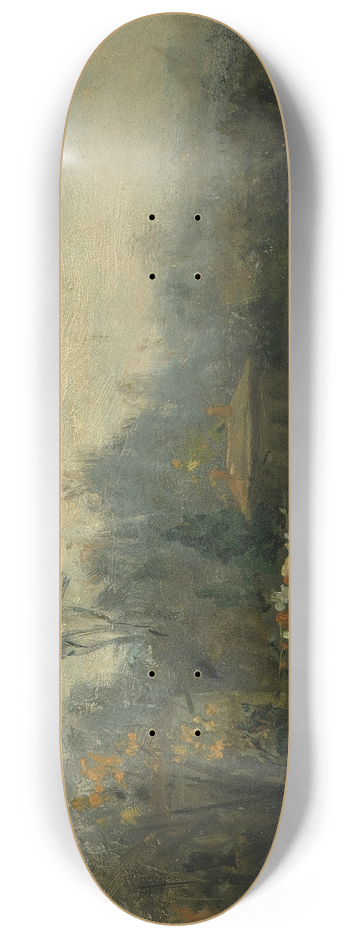 Edward Mitchell Bannister - Untitled (landscape with man plowing fields) 8.25 inch art skate deck