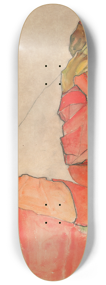 Egon Schiele - Kneeling Female in Orange-Red Dress 8.25 inch art skate deck