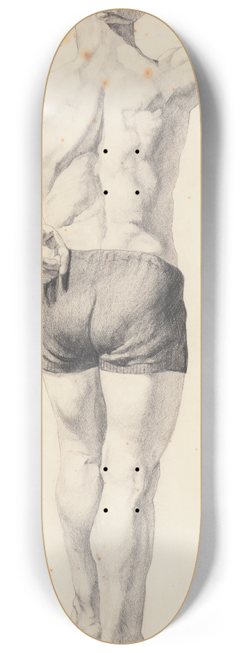 Elizabeth Berry - Study from life. (Back view of man in bathing suit) 8.25 inch art skate deck