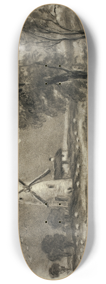Elizabeth Murray - Landscape with Windmill 8.25 inch art skate deck
