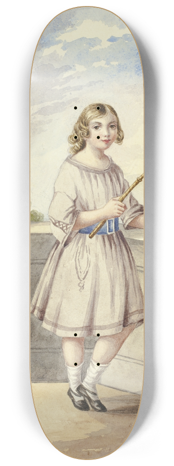 Elizabeth Murray - Young Girl with Crop and Cricket Bat 8.25 inch art skate deck