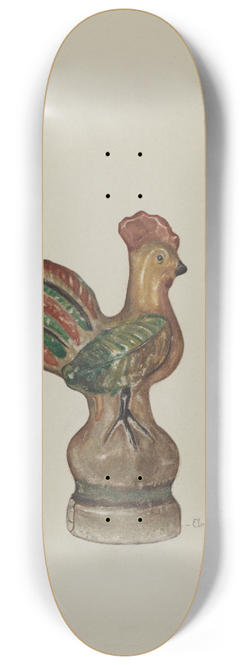 Elmer R. Kottcamp - Chalkware Rooster 8.25 inch art skate deck