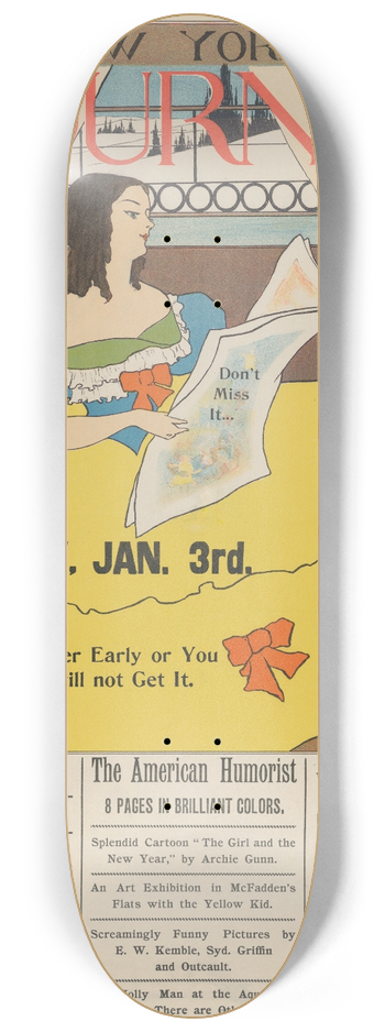 Ernest Haskell - New York Sunday Journal 8.25 inch art skate deck