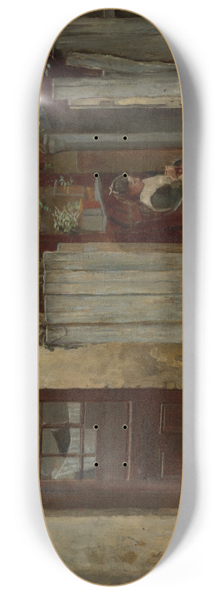 Frederick McCubbin - Girl with bird at the King Street bakery 8.25 inch art skate deck
