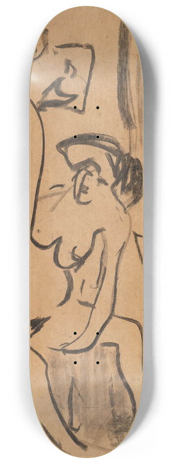 Ernst Ludwig Kirchner - Badendes Paar im Atelier 8.25 inch art skate deck