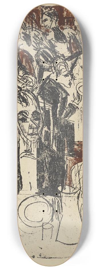 Ernst Ludwig Kirchner - Das Mahl im Sanatorium 8.25 inch art skate deck