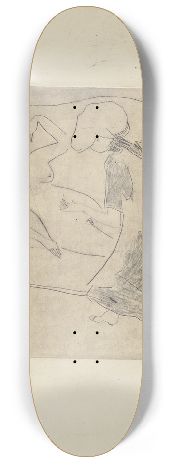 Ernst Ludwig Kirchner - Mdchen, einer anderen den Bauch frottierend 8.25 inch art skate deck