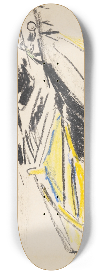 Ernst Ludwig Kirchner - Schleppkahn am Elbufer im Hintergrund die Carolabrcke 8.25 inch art skate deck