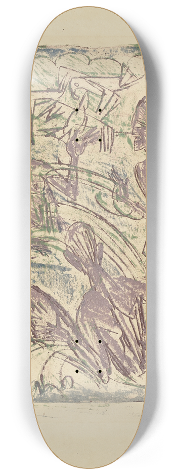 Ernst Ludwig Kirchner - Spritzende Badende 8.25 inch art skate deck