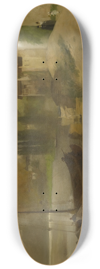 Ernst Schiess - Landscape at the Main River 8.25 inch art skate deck