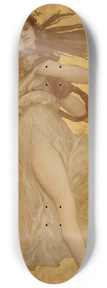 Frederic Leighton - A Dancing Girl with Cymbals in a White Robe 8.25 inch art skate deck