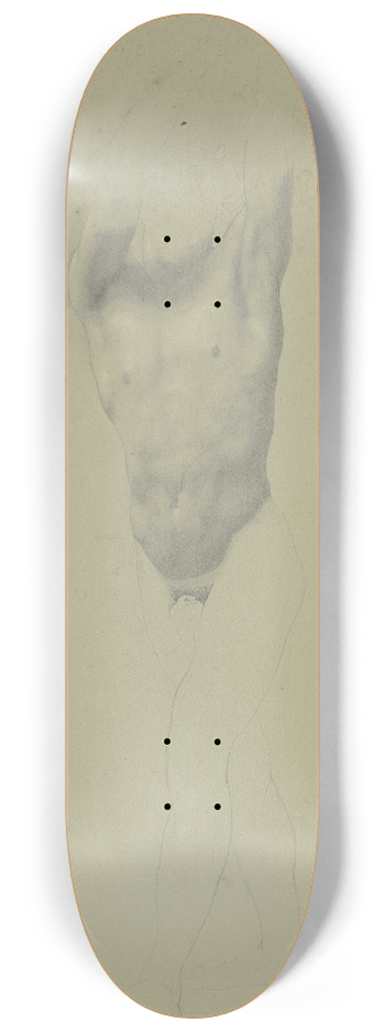 Eugen Eduard Schffer - Mnnlicher Akt, mit erhobenen Hnden nach links schreitend 8.25 inch art skate deck