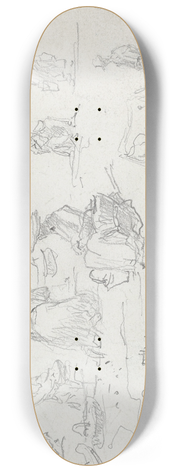 Eugne Boudin - Peasants and Cows (recto) 8.25 inch art skate deck