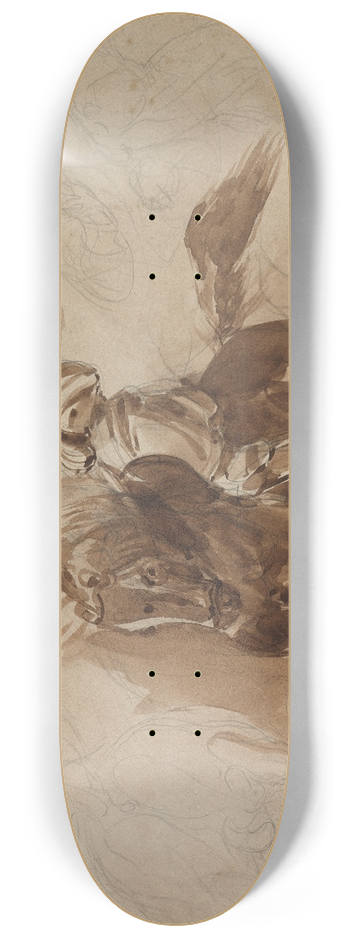 Eugne Delacroix - Armored Figure on Horseback (recto) 8.25 inch art skate deck