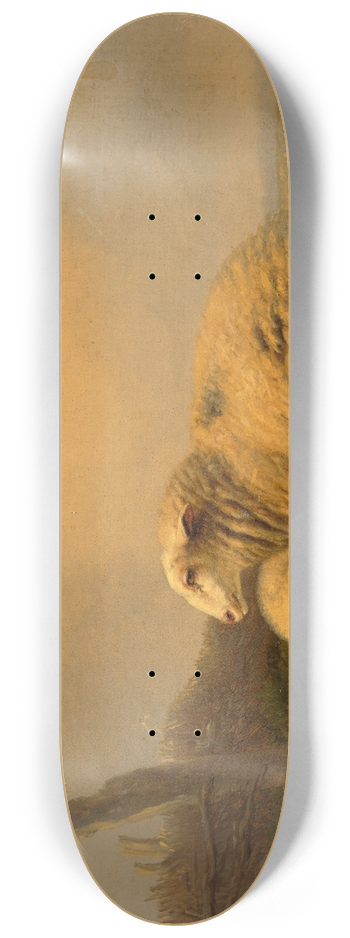 Eugne Joseph Verboeckhoven - A resting sheep and a lamb 8.25 inch art skate deck