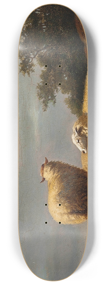 Eugne Joseph Verboeckhoven - Sheep and poultry in pasture 8.25 inch art skate deck