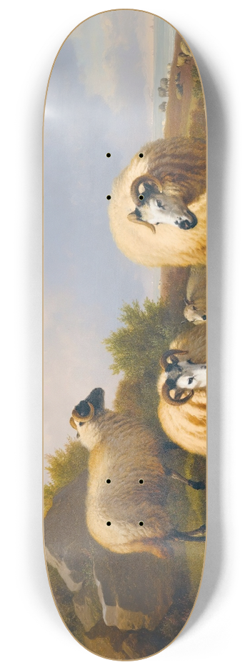 Eugne Joseph Verboeckhoven - Sheep In A Scottish Landscape 8.25 inch art skate deck