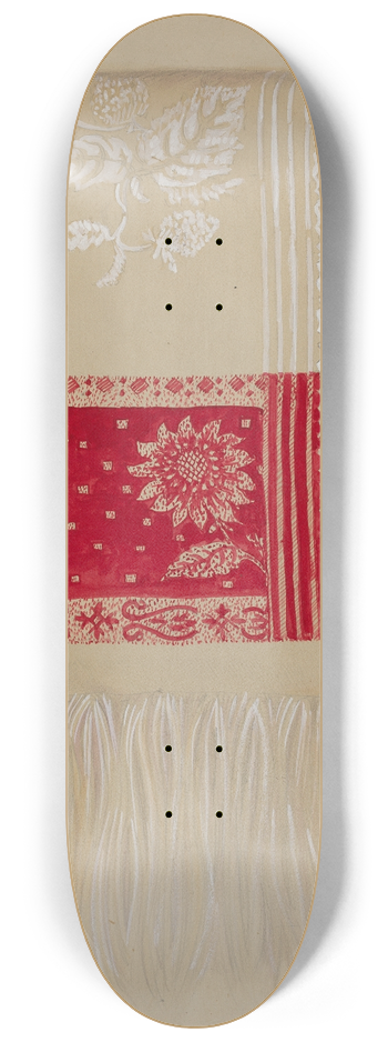 Eva Wilson - Linen  Red Border with Sunflower 8.25 inch art skate deck