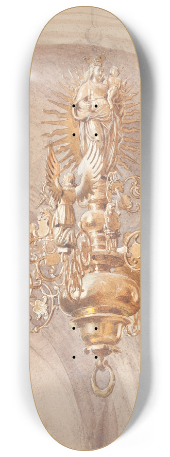 Frederic William Burton - A Chandelier with the Virgin Mary Holding the Christ Child 8.25 inch art skate deck