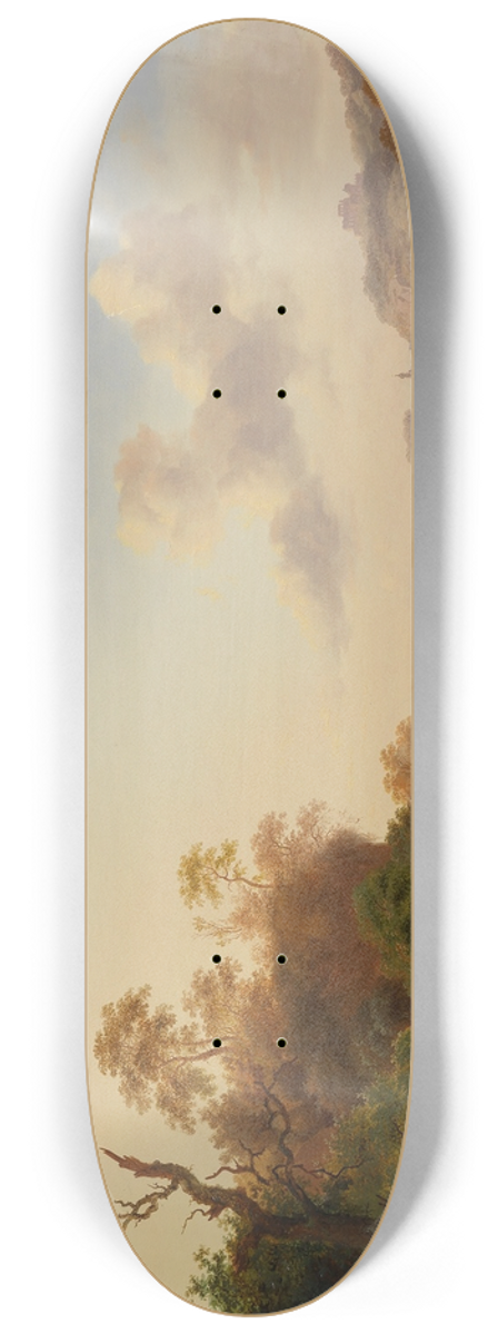 Frederik Marinus Kruseman - Summer landscape with figures and cattle near a waterfall 8.25 inch art skate deck