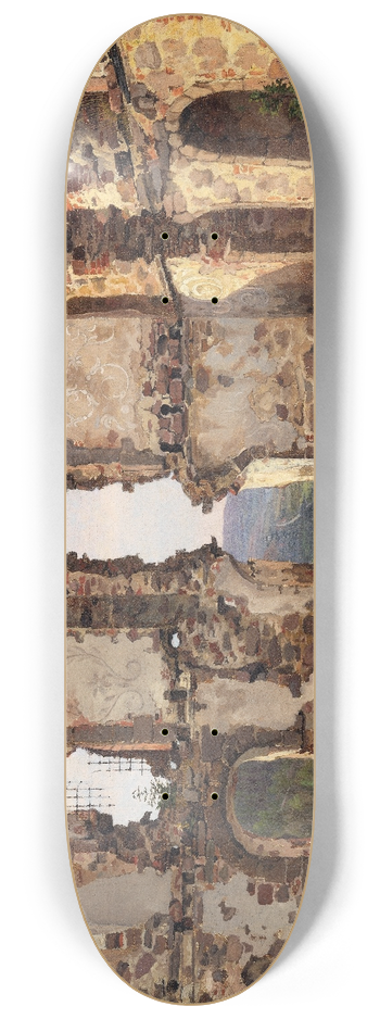 Frederik Sdring - The Ruins of Brahehus near Jnkping, Sweden. Study 8.25 inch art skate deck