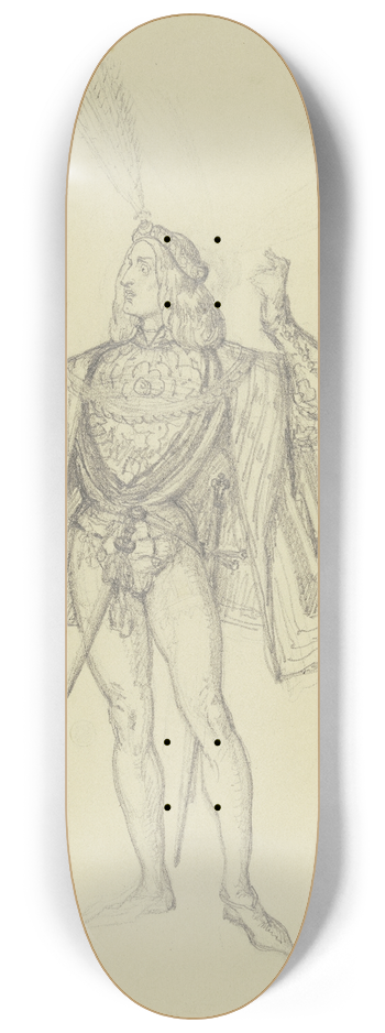 Ferdinand Fellner - Kostmfigur mit Barett und hoher Feder 8.25 inch art skate deck