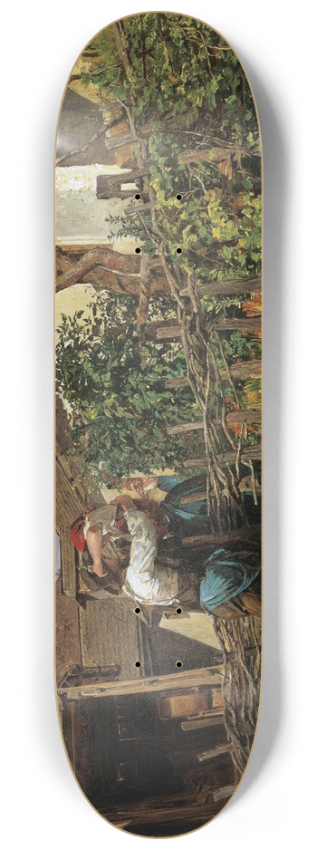Ferdinand Georg Waldmller - Die Nachbarn 8.25 inch art skate deck