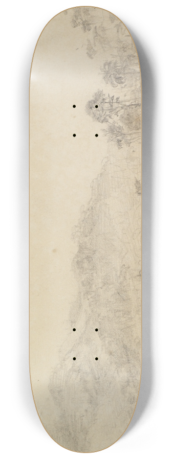 Ferdinand Keller - Blick auf Haus und Hof; im Hintergrund bewaldeter Anstieg 8.25 inch art skate deck