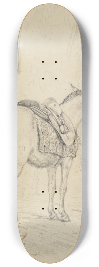 Ferdinand Keller - Studie Cigana gesattelt vor einem Haus 8.25 inch art skate deck