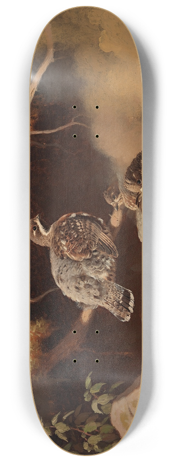 Ferdinand von Wright - Hazel Grouse Wallowing In Sand 8.25 inch art skate deck