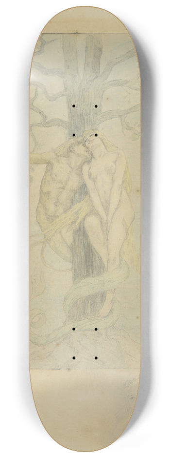 Flicien Rops - Girl with Coffee Cup 8.25 inch art skate deck
