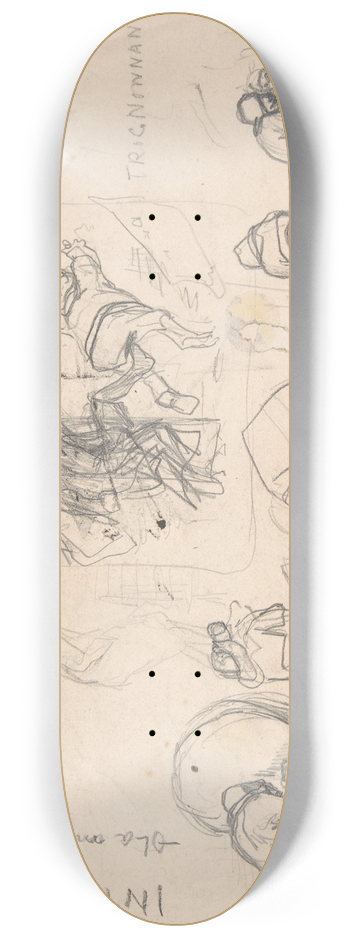 Flicien Rops - Sheet with various peasants 8.25 inch art skate deck