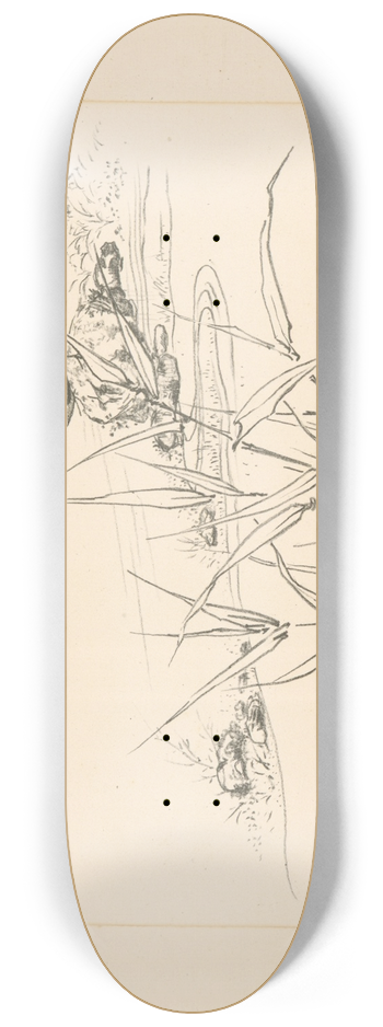 Flix Bracquemond - Oiseau sur une pierre, devant des roseaux. 8.25 inch art skate deck