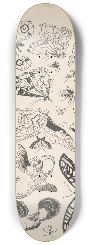 Flix Bracquemond - Papillons et poissons 8.25 inch art skate deck