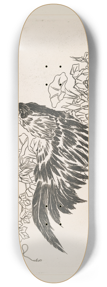 Flix Bracquemond - Un coq et des liserons. 8.25 inch art skate deck