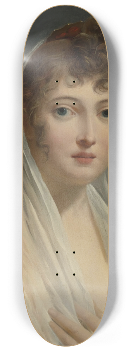 French School - Portrait Of A Young Lady Wearing A Veil 8.25 inch art skate deck