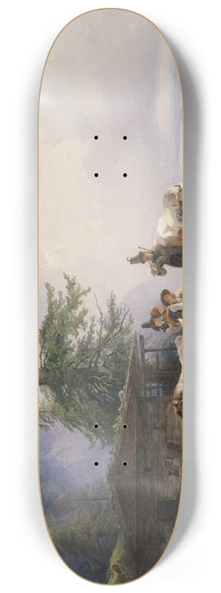 Friedrich August Matthias Gauermann - Alpenwirtschaft am Untersberg 8.25 inch art skate deck