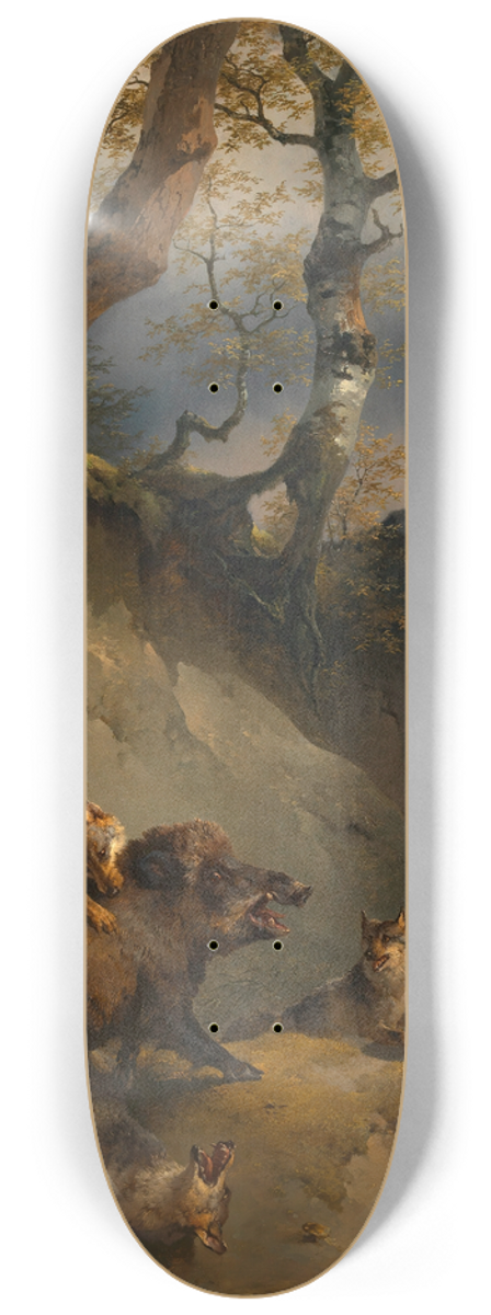 Friedrich August Matthias Gauermann - Ein von Wlfen angefallener Eber 8.25 inch art skate deck