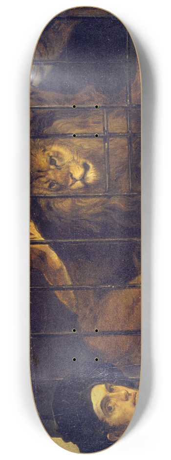 Francesco Hayez - Self-portrait with Tiger and Lion 8.25 inch art skate deck